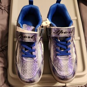 NWOT Sport Blue and Silver Light Up Roller Sneakers with Velcro
